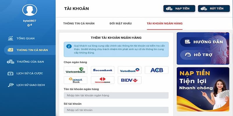 Nạp tiền fe88 qua phương thức thanh toán chuyển khoản ngân hàng